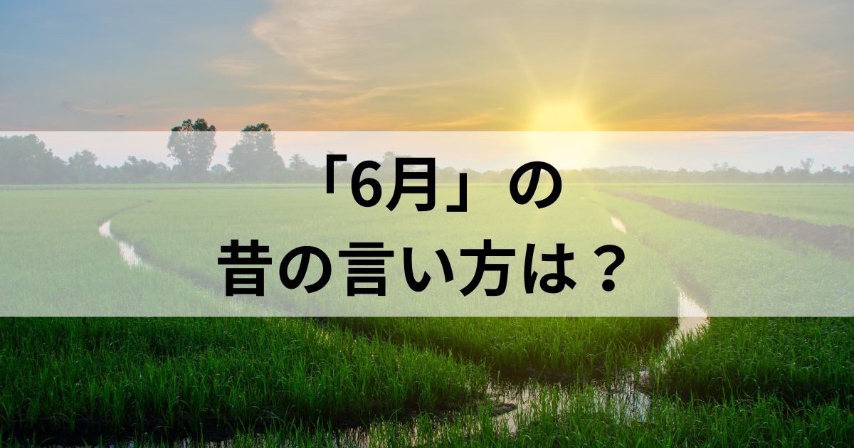 6月の昔の言い方は？和風月名とその他の異名を徹底解説